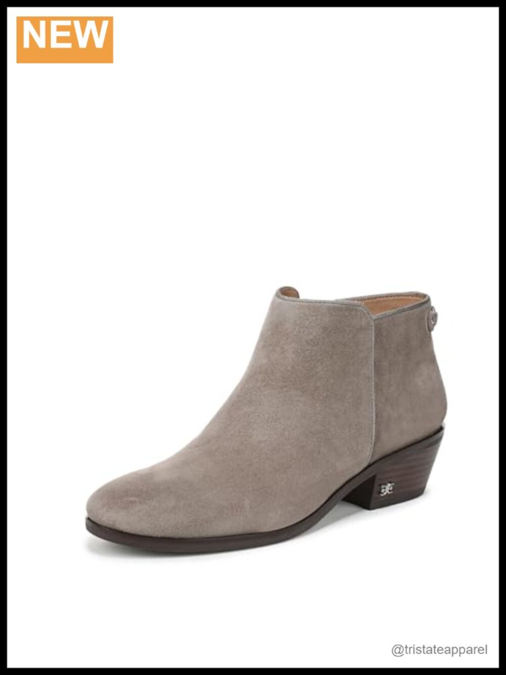 Leather Ankle Bootie Block Heel Round Toe Zip Closure